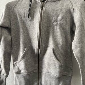 Tee Jays Grey Zip-Up Hoodie with Embroidered Chest Logo
